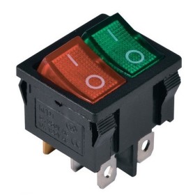 Перемикач TNSy KCD1-6-2101N G+R/B з підсвічуванням зелений+червоний (TNSy5500733)