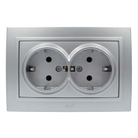 Розетка ELBI ZENA Silverline сірий металік 2-на з заземленням ( 500-011000-907 )