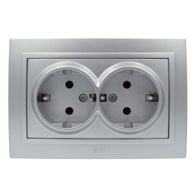 Розетка ELBI ZENA Silverline серый металлик 2-я с заземлением (500-011000-907)