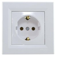 Розетка одинарная с заземлением белая Asfora, EPH2900121