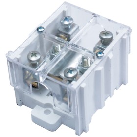 Клемма проходная КП 95ЛК (30) 1х95 мм.кв. / 4х16 мм.кв. с латунной контактной пластиной с крышкой