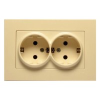 Розетка с з/к двойная Gunsan Eqona крем