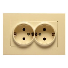 Розетка с з/к двойная Gunsan Eqona крем