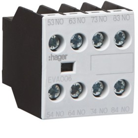 Додатковий контакт Hager EVA006 4НВ для EV007…EV038 EVN022…EVN045 EVL014…EVL027