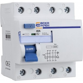 Пристрій захисного відключення Аско-Укрем UTrust 3P+N 40А 30мА АС (A0010210140)