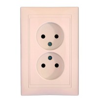 Двопостова розетка Elcor Emily 9215 (211568) без заземлення (кремовий)