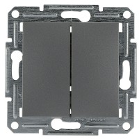 Выключатель 2-клавишный без рамки сталь Asfora, EPH0300162