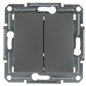 Вимикач 2-клавішний без рамки сталь Asfora, EPH0300162