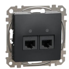 Двойная компьютерная розетка Schneider Electric Sedna Design & Elements RJ45 кат. 5е UTP черная SDD114452