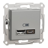 USB розетка Schneider Electric Asfora EPH2700361 USB/Type-C 2,4А алюміній