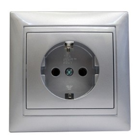 Розетка Elcor Emily 9215 (211578) із заземленням (сірий металік)