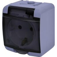 Розетка одномісна Eti Hermetics RHE-1SD-SR із з/к IP54 сіра/прозора кришка (4668071)