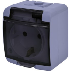 Розетка одноместная Eti Hermetics RHE-1sd-SR с з/к IP54 серая/прозрачная крышка (4668071)