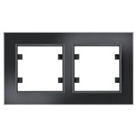 Горизонтальна двомісна рамка Hager WL9221 Lumina-Passion 2Х (чорне скло)
