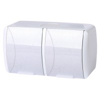 Двойная розетка E.Next e.aqua.1232.gr с з/к IP54 крышка белая (s035057)