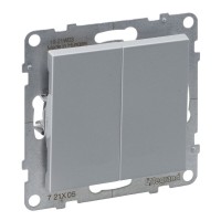 Вимикач двоклавішний 10А з автоматичними клемами Legrand SUNO (алюміній) 721305