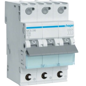 Автоматичний вимикач Hager MCS316 QC 6кА C 16A 3P