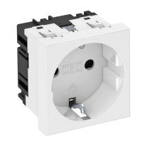 Розетка OBO Bettermann modul 45 с заземлением и шторками 250В 16A 0˚ белая (6120008)