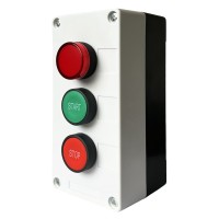 Трехместный пост управления Promfactor FP5-BOX3W34 с кнопками "START/STOP" и индикатором 230В