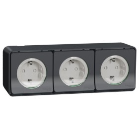 Накладна 3-місна розетка Schneider Electric MUR36038 із з/к та шторками IP55 (чорний)