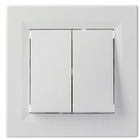 Перемикач 2-клавішний білий Asfora, EPH0600121