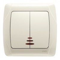 Вимикач 2-клавішний з підсвічуванням кремовий VIKO Carmen