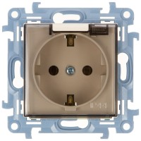 Розетка с з/к с крышкой Simon 10 крем