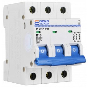 Модульный автоматический выключатель Аско-Укрем ВА-2017/B 3р 16А (A0010170065)