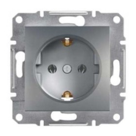 Розетка одинарная без рамки сталь Asfora, EPH2900162