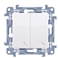 Подвійний прохідний вимикач Kontakt Simon Simon 10 CW6/2L.01/11 з підсвічуванням (білий)