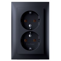 Подвійна розетка Berker S.1 47741606 із заземленням (антрацит)