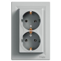 Подвійна розетка Schneider Electric Asfora EPH9900161 із заземленням (алюміній)