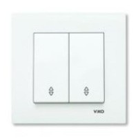 Выключатель проходной двухклавишный белый VIKO Karre