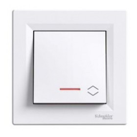 Переключатель 1-клавишный с подсветкой белый Asfora, EPH1500121