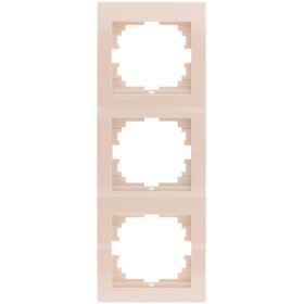 Рамка 3-местная вертикальная кремовая, Deriy, Lezard