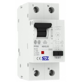 Пристрій захисного відключення (диференціальне реле) SEZ PFB2 40/0,03 1Р+N (PFB2_40/0.03)