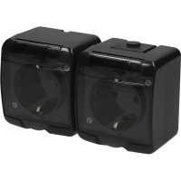 Розетка двухместная Eti Hermetics RHE-2sd-BL с з/к IP54 черная/прозрачная крышка (4668091)