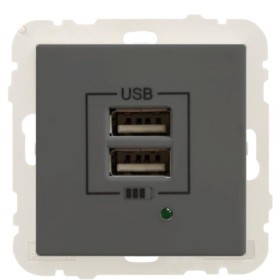 Розетка Logus 45439 TIS USB Charger type «A» 2А (серый)