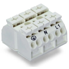 Триполюсна чотирипровідна PE-N-L1 клема Wago 862-9603 Push Wire (біла)