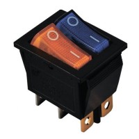 Перемикач TNSy KCD2-2101N BL+Y/B з підсвічуванням синій+жовтий (TNSy5500808)