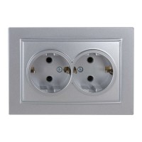 Розетка Nilson Thor срібло 2-на з заземленням ( 27131025 )
