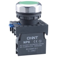 Кнопка Chint NP8-10BN/3 1NO зеленая IP65 (667232)