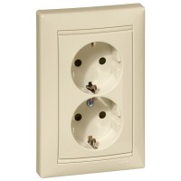 Розетки подвійна зі шторками (монтаж в 1 коробку) Valena слонова кістка