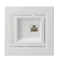 Розетка комп'ютерна одинарна RJ45 кат.5е UTP біла Asfora, EPH4300121