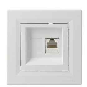 Розетка компьютерная одинарная RJ45 кат.5е UTP белая Asfora, EPH4300121