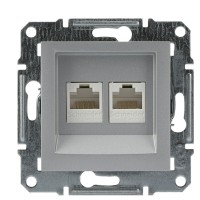 Розетка компьютерная 5eUTP двойная без рамки алюминий Asfora, EPH4400161
