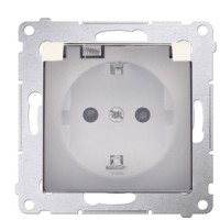 Електрична розетка Kontakt Simon Simon 54 Premium DGSZ1BZ.01/41A IP44 із заземленням шторками та прозорою кришкою (кремовий)