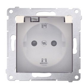 Електрична розетка Kontakt Simon Simon 54 Premium DGSZ1BZ.01/41A IP44 із заземленням шторками та прозорою кришкою (кремовий)