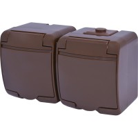 Розетка двухместная Eti Hermetics RHE-2s-KR с з/к IP54 коричнневая (4668052)