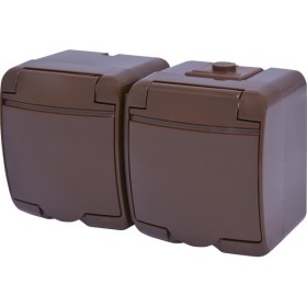 Розетка двухместная Eti Hermetics RHE-2s-KR с з/к IP54 коричнневая (4668052)